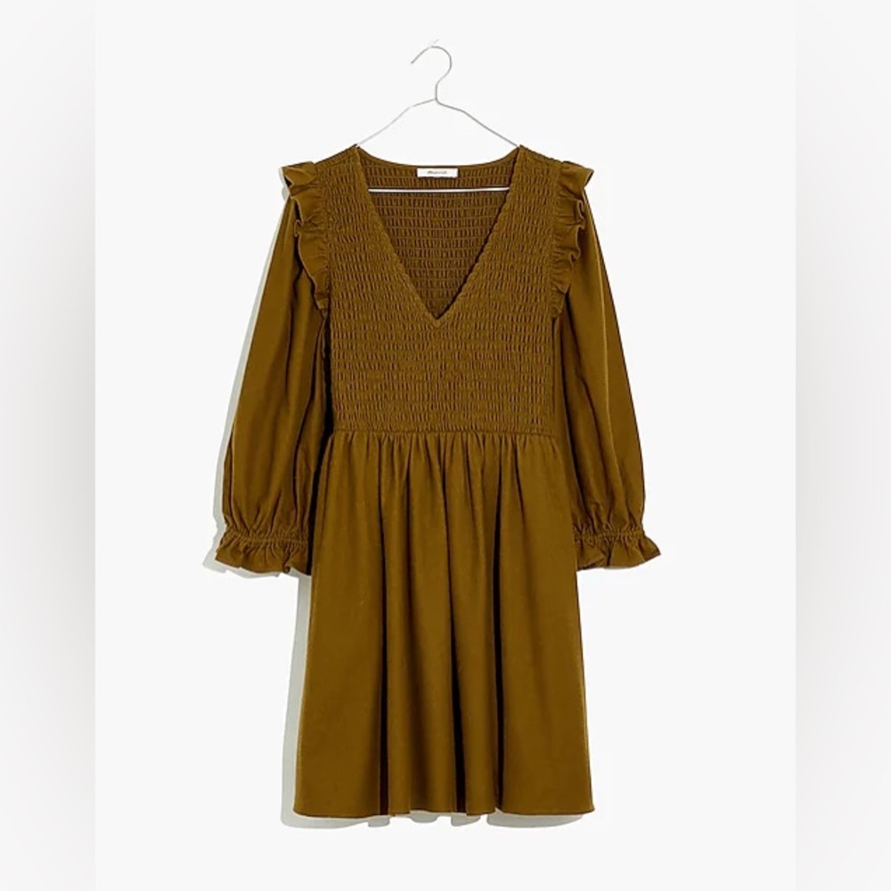 Madewell Flannel Lucie V-Neck Smocked Mini Dress 100% cotton size small
